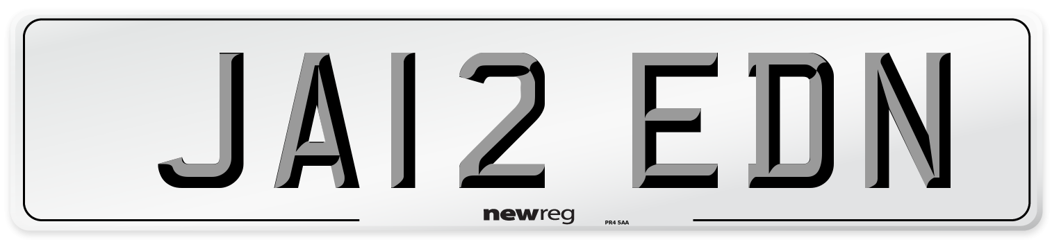 JA12 EDN Number Plate from New Reg